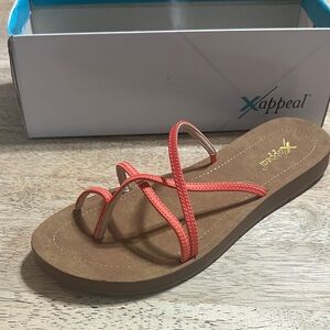 Xappeal Women's Coral Strappy Sandal with Brown Footbed